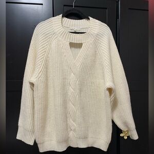 Cleo Cream XXL Cable Knit Sweater Cozy Neutral Knits Scandi Girl Cabincore